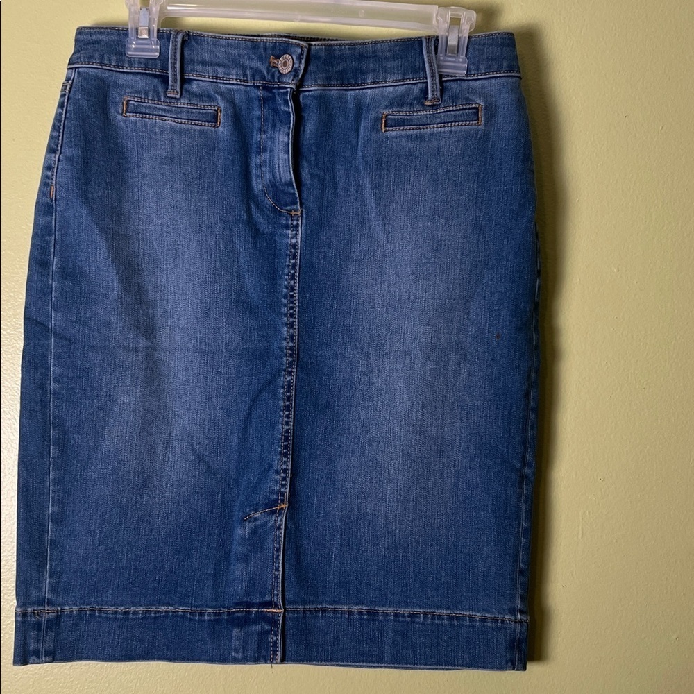 Talbots Blue denim jeans Pencil Skirt - Picture 3 of 6